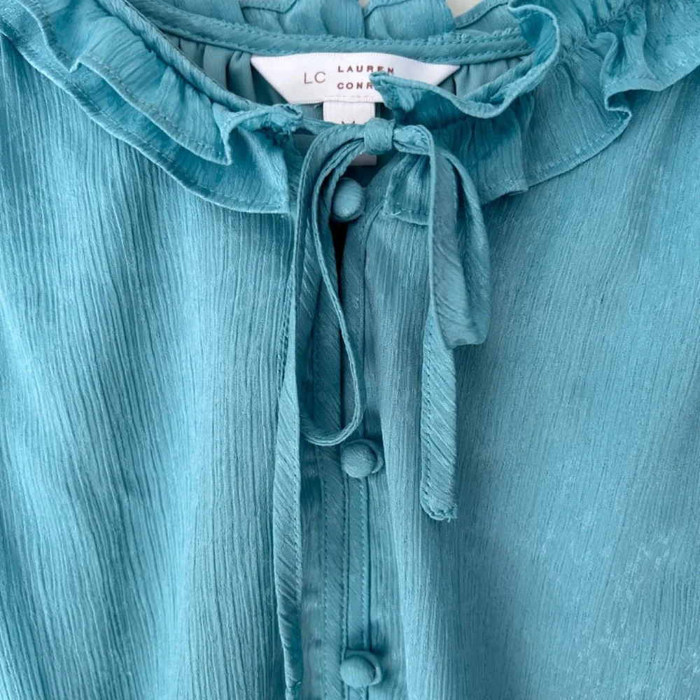 🍒Long Sleeve Mint Ruffle Button Down Dress - Picture 9 of 12